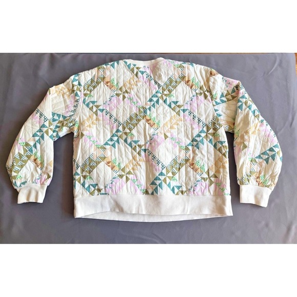LG Woman UNIVERSAL‎ THREADS Quilted Sweater Cottage GrannyCore Western Boho Fall - Picture 3 of 5
